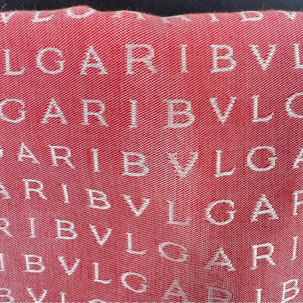 Bvlgari Agatha Jacquard Fabric/Leather Shopping Tote Medium Salmon/Cream w/Pouch - Picture 5 of 17
